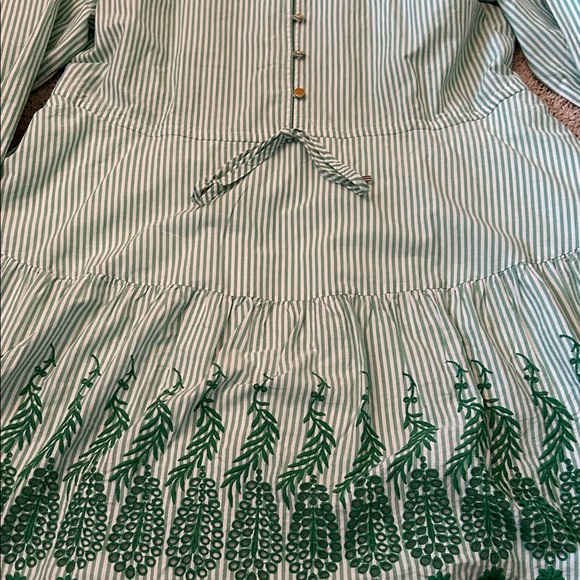 Lands' End Green Striped Dress with Floral Hem - Picture 10 of 12